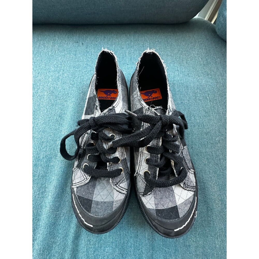 Rocket Dog Women's Checker Cotton Black & Gray Sneakers US8 NWT